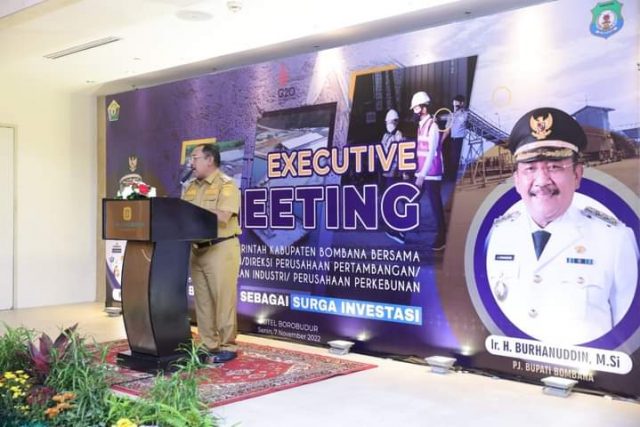 Sambutan Pj. Bupati Bombana Ir. H. Burhanuddin M.Si dalam pertemuan Executive Meeting di Hotel Borobudur Jakarta Pusat