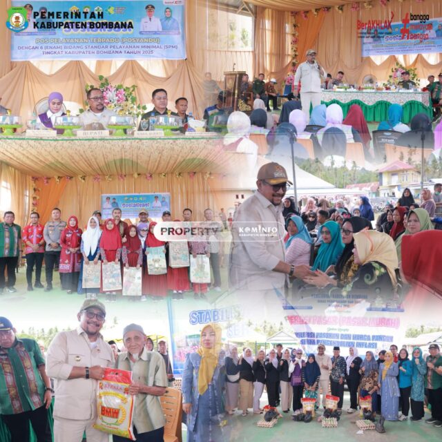 Kunjungan Bupati dan Wakil Bupati Bombana saat membuka kegiatan pasar murah dirangkaikan kegiatan posyandu.